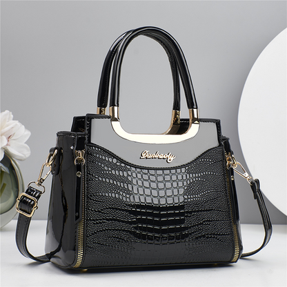 Sac à main vintage effet crocodile brillant pour femme