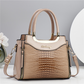 Women's Vintage Glossy Croc-Embossed Handbag