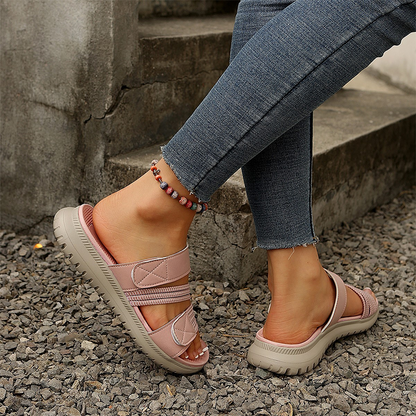 👡🔥  Le look le plus tendance de cet été !！Sandales plates décontractées à lanières multiples pour femme