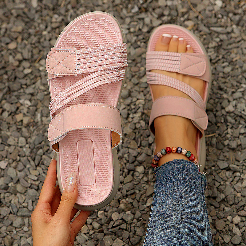 👡🔥  Le look le plus tendance de cet été !！Sandales plates décontractées à lanières multiples pour femme