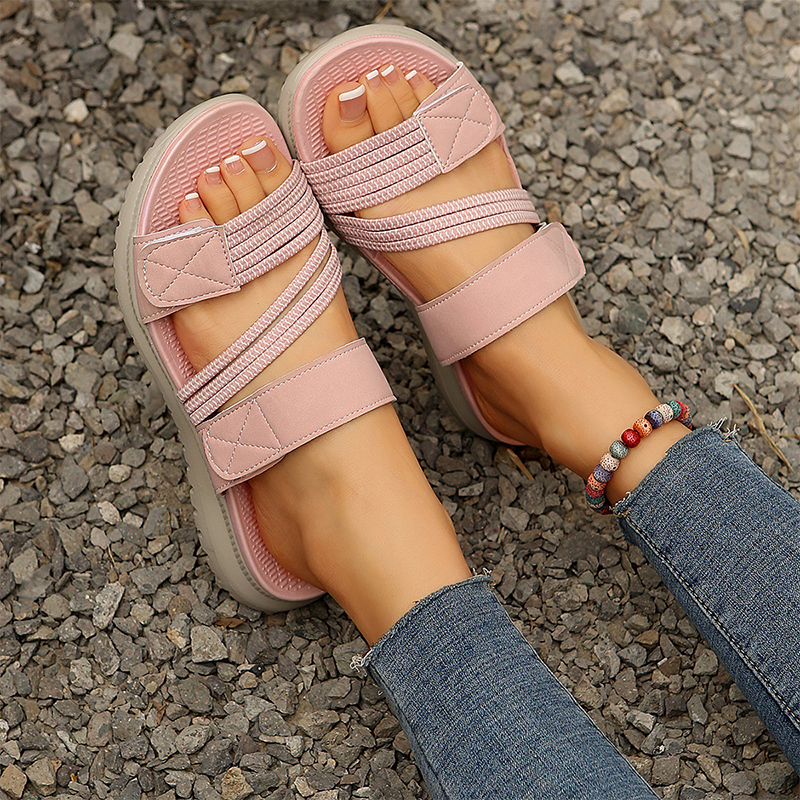 👡🔥  Le look le plus tendance de cet été !！Sandales plates décontractées à lanières multiples pour femme