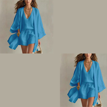 Ensemble Loungewear 3 Pièces Décontracté Femme avec Cardigan
