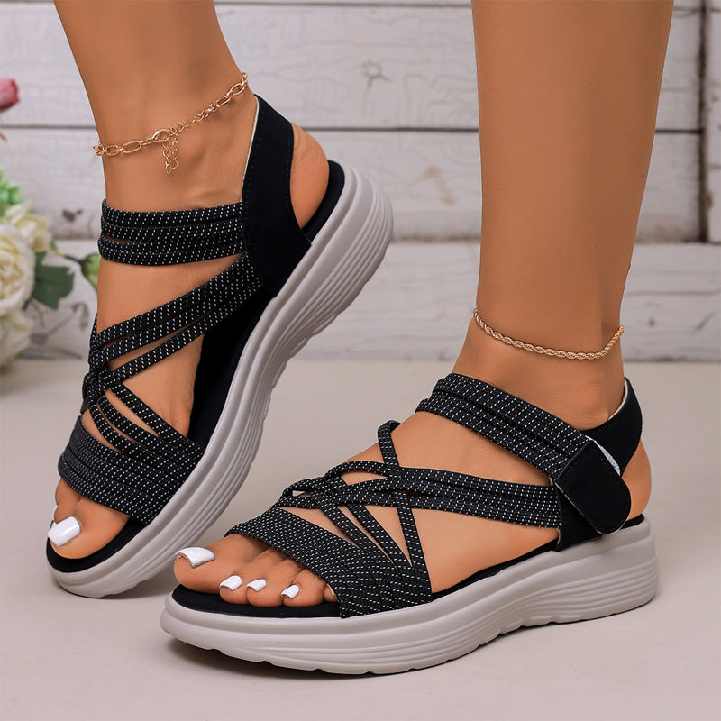 Sandales de sport à plateforme pour femme avec brides élastiques
