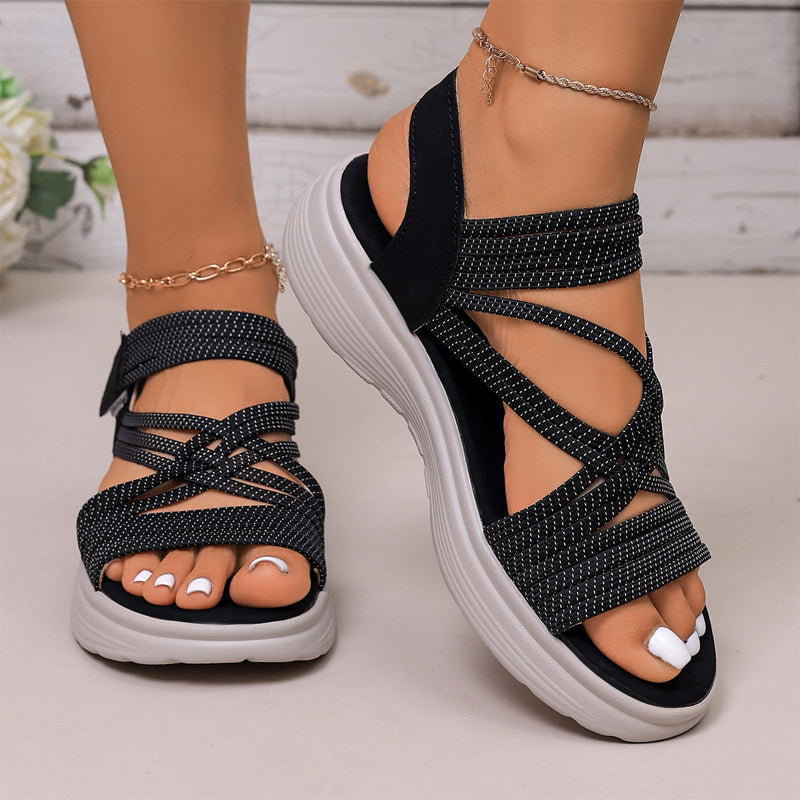 Sandales de sport à plateforme pour femme avec brides élastiques
