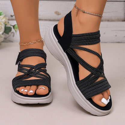 Sandales de sport à plateforme pour femme avec brides élastiques