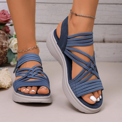 Sandales de sport à plateforme pour femme avec brides élastiques
