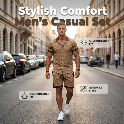 👕 50% DE RÉDUCTION 🌞 Ensemble d’été 2 pièces imprimé pour homme – T-shirt & short assortis – Léger, respirant & coupe décontractée – parfait pour la plage, les vacances ou les journées chaudes 🩳
