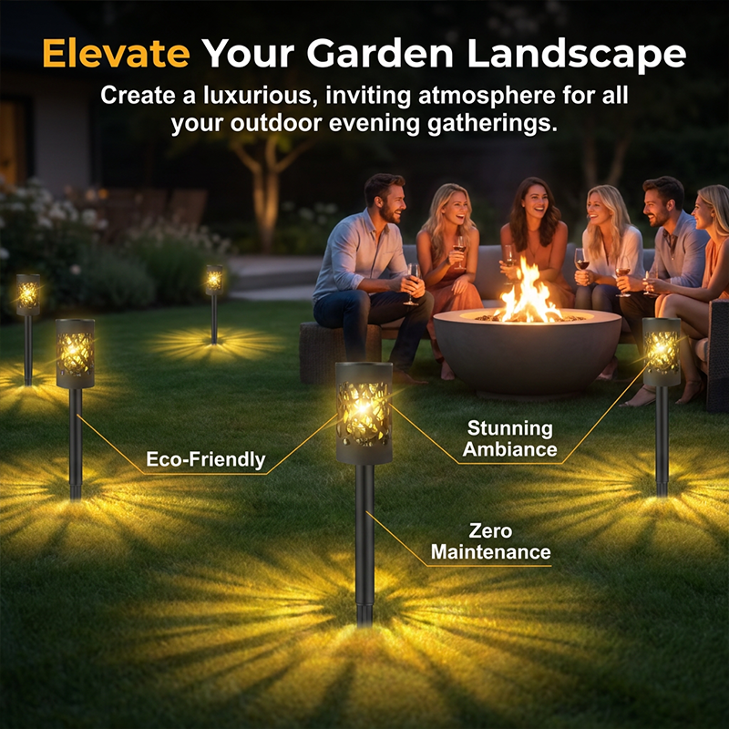 4PCS - Lampes solaires de jardin pour allées extérieures