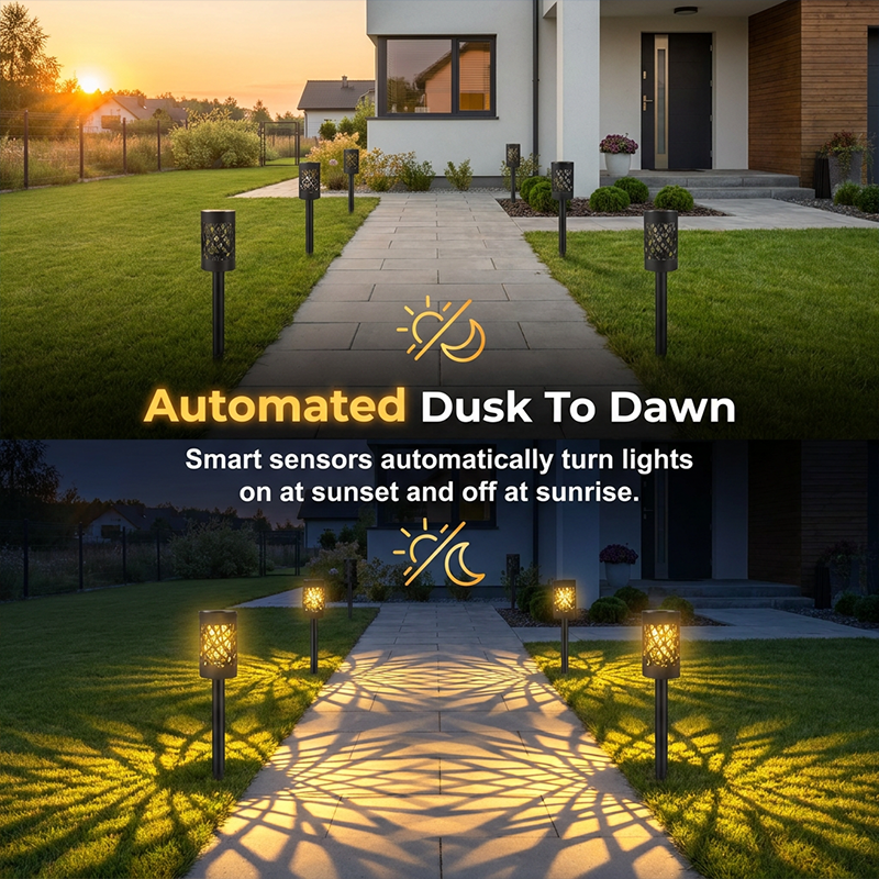 4PCS - Lampes solaires de jardin pour allées extérieures