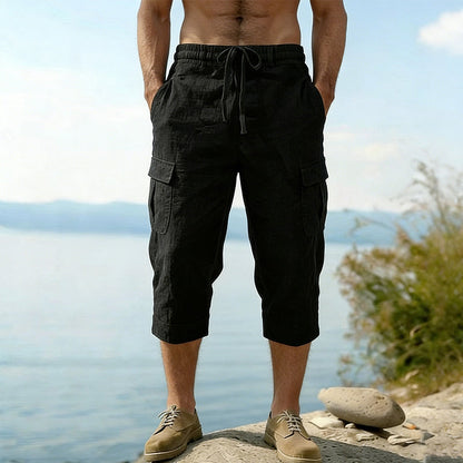 ⏰ -50% – Pour une durée limitée !👖Pantalon capri cargo en lin mélangé pour homme🌬️ Léger, respirant et conçu pour le confort