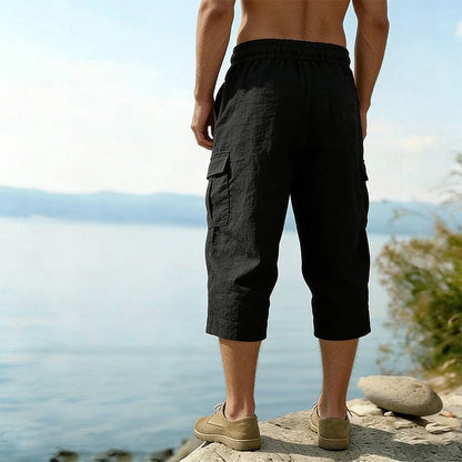 ⏰ -50% – Pour une durée limitée !👖Pantalon capri cargo en lin mélangé pour homme🌬️ Léger, respirant et conçu pour le confort