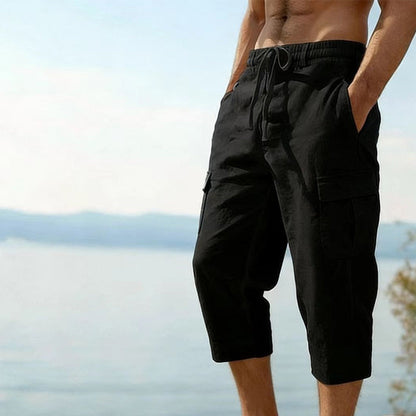 ⏰ -50% – Pour une durée limitée !👖Pantalon capri cargo en lin mélangé pour homme🌬️ Léger, respirant et conçu pour le confort