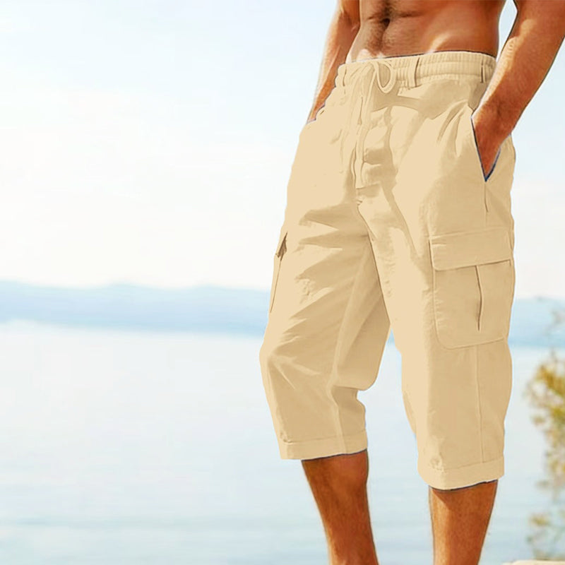 ⏰ -50% – Pour une durée limitée !👖Pantalon capri cargo en lin mélangé pour homme🌬️ Léger, respirant et conçu pour le confort