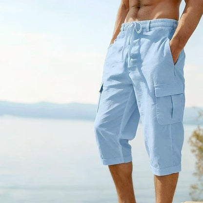 ⏰ -50% – Pour une durée limitée !👖Pantalon capri cargo en lin mélangé pour homme🌬️ Léger, respirant et conçu pour le confort