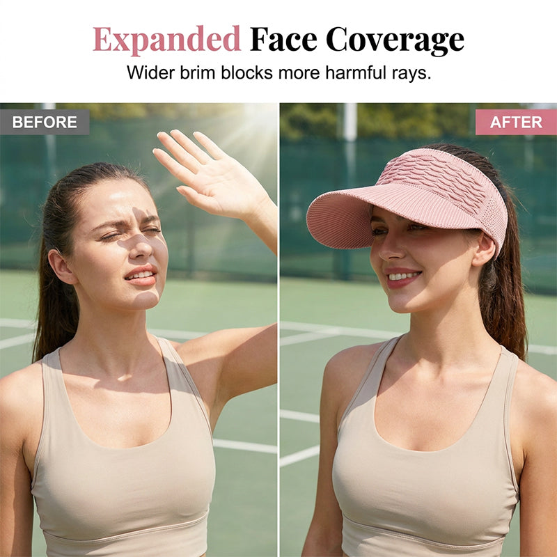 🧢☀️ PROMO FLASH 50% ! Visière Casquette Femme en Maille Respirante – Large Brim 10 cm, Anti-UV, 6 Couleurs, Léger 80g, Tennis, Plage, Sport ✨