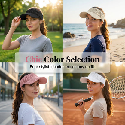 🧢☀️ PROMO FLASH 50% ! Visière Casquette Femme en Maille Respirante – Large Brim 10 cm, Anti-UV, 6 Couleurs, Léger 80g, Tennis, Plage, Sport ✨