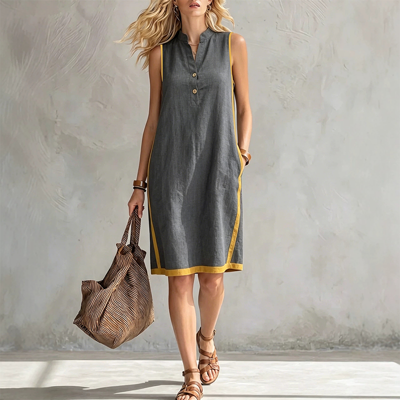 💃✨ Robe ample sans manches à col en V pour femme - Décontractée, flatteuse et naturellement élégante