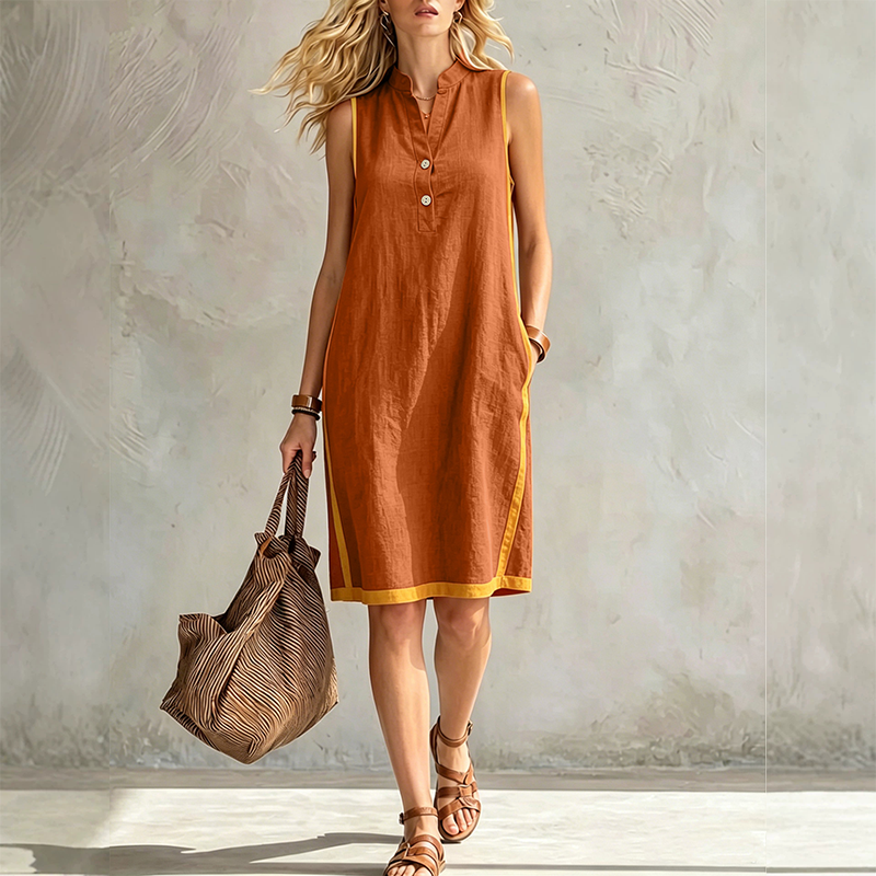 💃✨ Robe ample sans manches à col en V pour femme - Décontractée, flatteuse et naturellement élégante