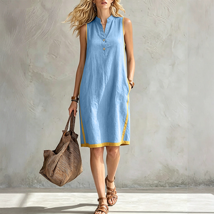 💃✨ Robe ample sans manches à col en V pour femme - Décontractée, flatteuse et naturellement élégante