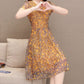Robe midi confortable à coupe ajustée et évasée