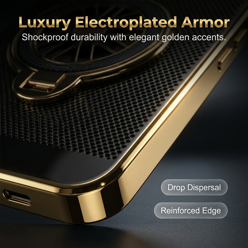 Coque de téléphone magnétique avec anneau rotatif et dissipation thermique
