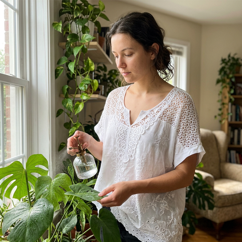 Top Col V À Broderie Dentelle Élégante pour Femme