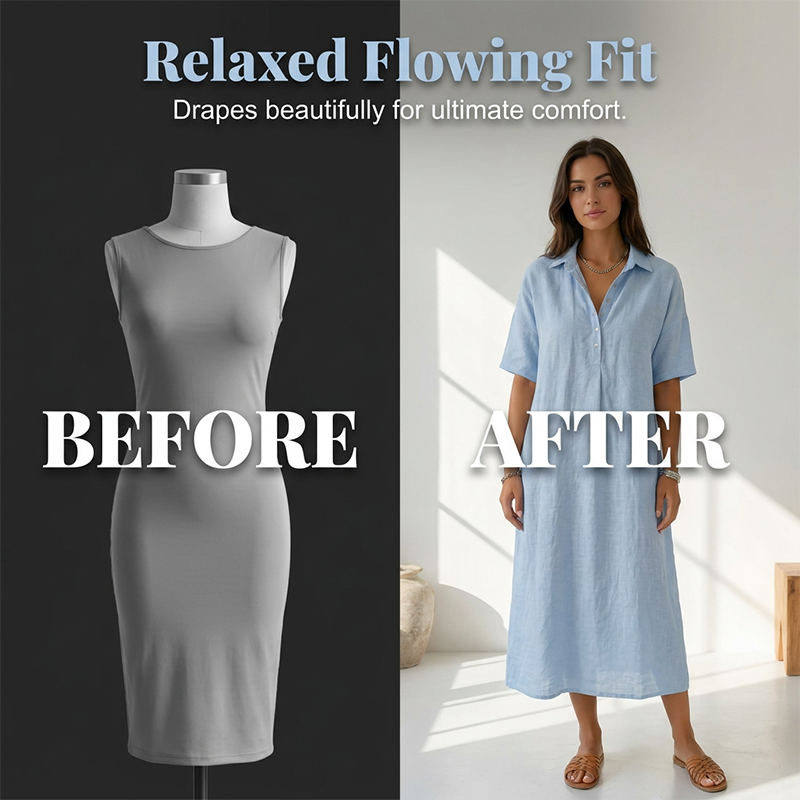 ☀️Robe chemise décontractée en lin mélangé pour femme – Un style naturel pour les journées ensoleillées✨