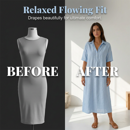 ☀️Robe chemise décontractée en lin mélangé pour femme – Un style naturel pour les journées ensoleillées✨
