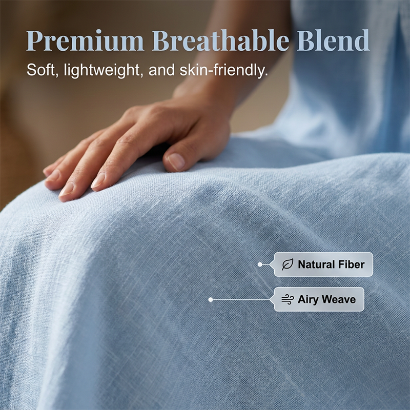 ☀️Robe chemise décontractée en lin mélangé pour femme – Un style naturel pour les journées ensoleillées✨