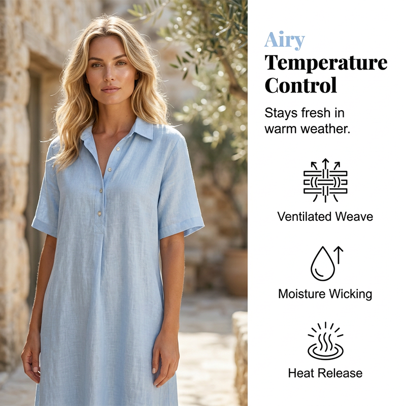 ☀️Robe chemise décontractée en lin mélangé pour femme – Un style naturel pour les journées ensoleillées✨