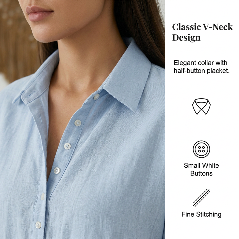 ☀️Robe chemise décontractée en lin mélangé pour femme – Un style naturel pour les journées ensoleillées✨
