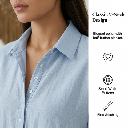 ☀️Robe chemise décontractée en lin mélangé pour femme – Un style naturel pour les journées ensoleillées✨