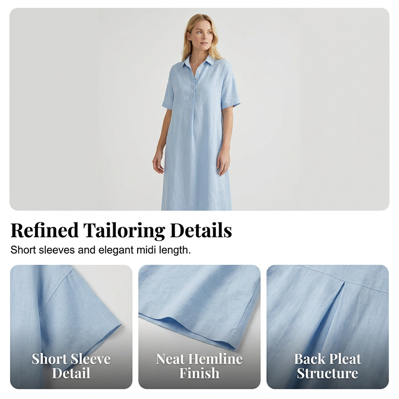 ☀️Robe chemise décontractée en lin mélangé pour femme – Un style naturel pour les journées ensoleillées✨