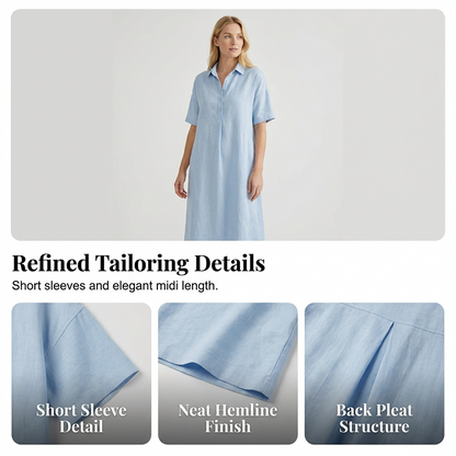 ☀️Robe chemise décontractée en lin mélangé pour femme – Un style naturel pour les journées ensoleillées✨