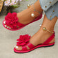 Sandales plates à fleurs pour femmes bride de cheville en métal chaussures d'été