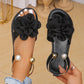 Sandales plates à fleurs pour femmes bride de cheville en métal chaussures d'été