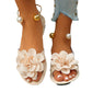 Sandales plates à fleurs pour femmes bride de cheville en métal chaussures d'été