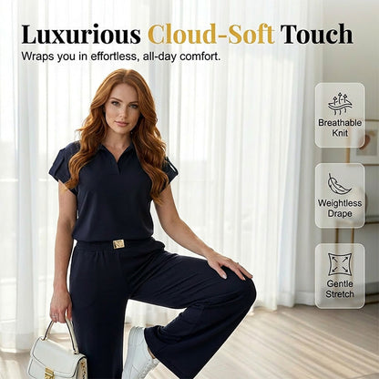 🔥👚 50 % DE RÉDUCTION ! Ensemble 2 pièces décontracté pour femme (haut et pantalon) – une tenue décontractée pour le quotidien, le bureau et les voyages. 🌸💨
