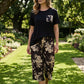 Ensemble haut décontracté à col rond et pantalon capri pour femme