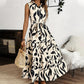 👗Robe longue sans manches, à col et ceinture, douce et confortable.