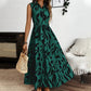 👗Robe longue sans manches, à col et ceinture, douce et confortable.
