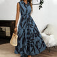 👗Robe longue sans manches, à col et ceinture, douce et confortable.