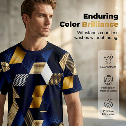 T-shirt Homme Col Rond à Imprimé Géométrique 3D