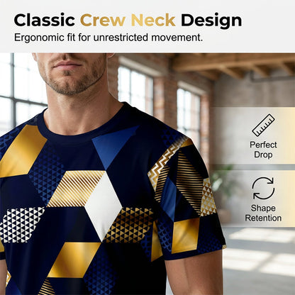 T-shirt Homme Col Rond à Imprimé Géométrique 3D