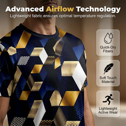 T-shirt Homme Col Rond à Imprimé Géométrique 3D