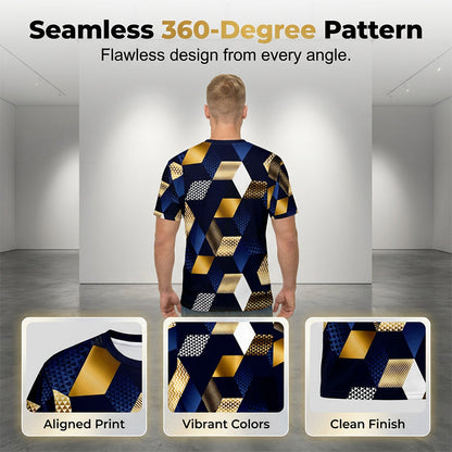 T-shirt Homme Col Rond à Imprimé Géométrique 3D