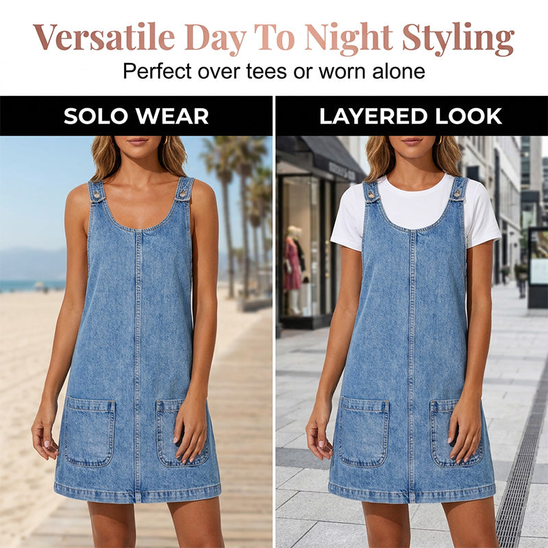 🔥 Le look le plus tendance de cet été ! Robe-salopette décontractée en jean pour femme