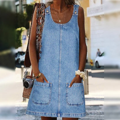 🔥 Le look le plus tendance de cet été ! Robe-salopette décontractée en jean pour femme