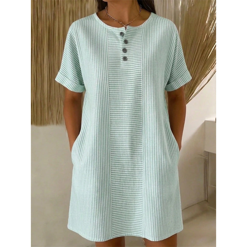 Robe t-shirt femme décontractée à rayures, manches courtes🔥