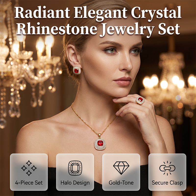 💎Brillez chaque jour : Ensemble de bijoux élégants en cristal et strass✨